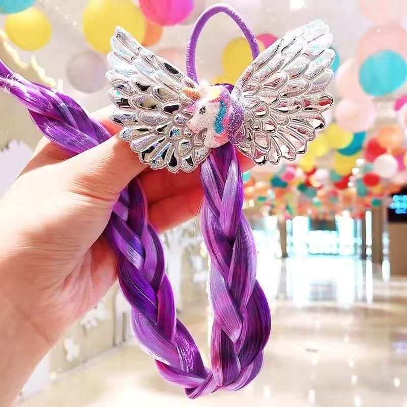 1/2pcs Cute Curly Hair Bowtie Wig Girls Hairpins Ombre Color Headwear Hair Clips for Princess Dress Up Birthday Gift Party Favor