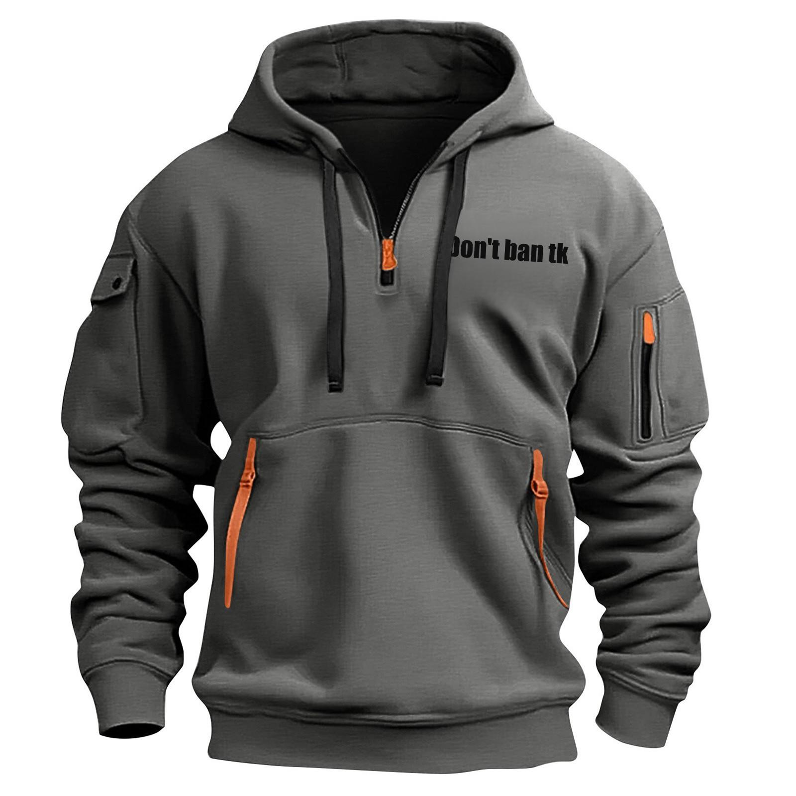 

Мужская толстовка с капюшоном с принтом, кардиган на молнии с карманом на рукаве, мужская спортивная повседневная толстовка большого размера L