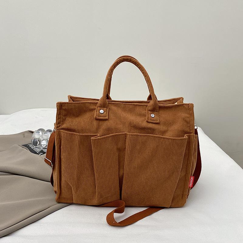 Lässige einfache Schulter-Tragetasche Umhängetasche Damen große Kapazität Cord Damen neue Handtasche