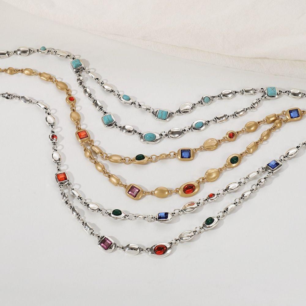 Medieval Times Colorful Rhinestone Necklace Choker Ethnic Style Jewelry  Women