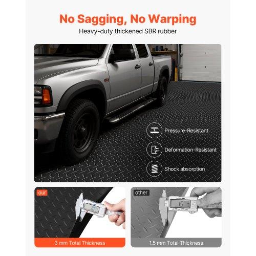 VEVOR Garage Floor Roll, 1.22 x 7.62 m Garage Flooring Mat, 3 mm Thickened Rubber Diamond Plate Floor Protector Mat, Non-Slip, Wear-resist Waterproof