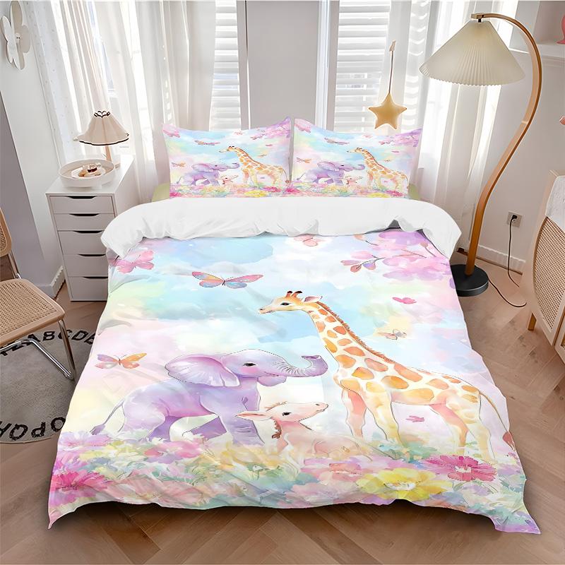 Safari Dreams Pastels Print 3Pcs Bedding Setduvet Cover With 2 Bedropillowcase Home Birthday Gift