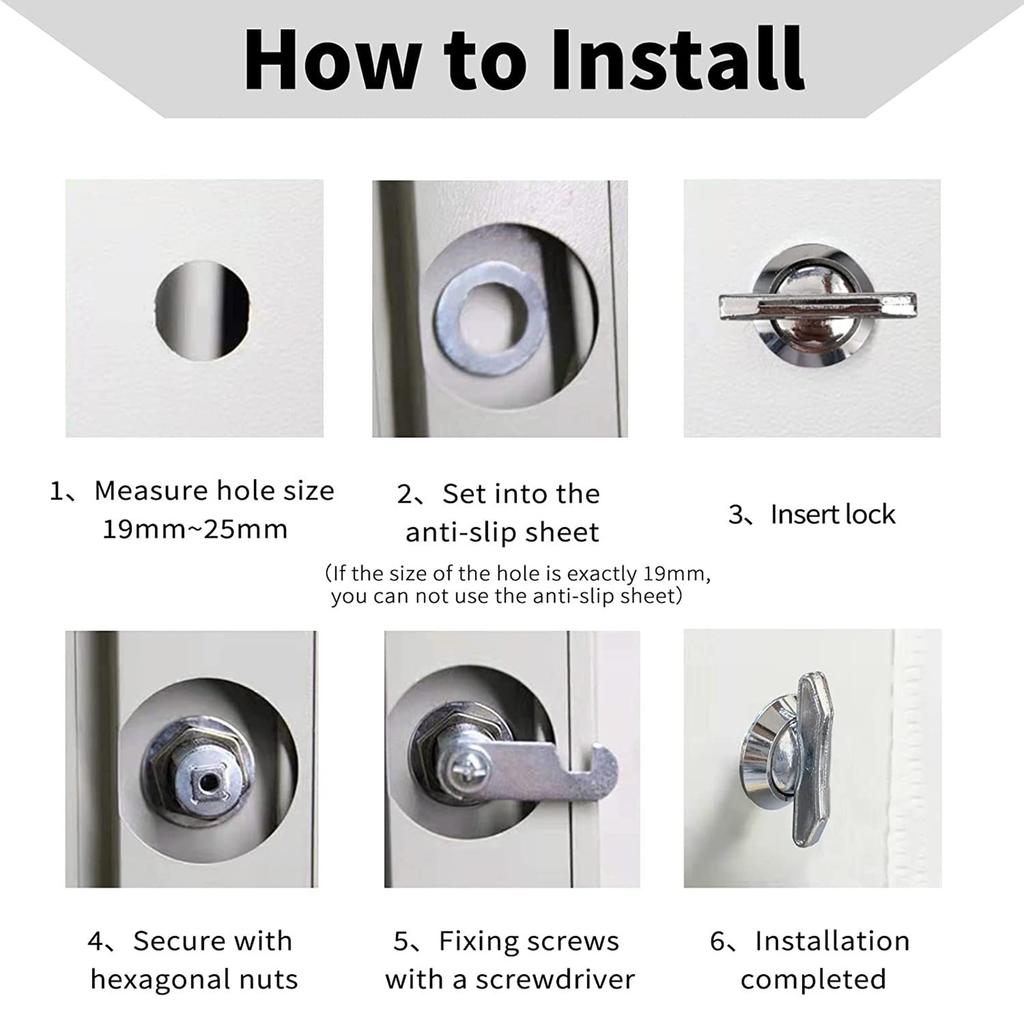 Thumb Operated Cabinet Lock Without Key Compartment Closure Quick Accesses Cabinet Cam Lock for Mailboxes & Drawers
