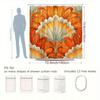 1pc Floral Shower Curtain with Orange and White Flower Pattern, Creative Design Bathroom Decor, Polyester Fabric