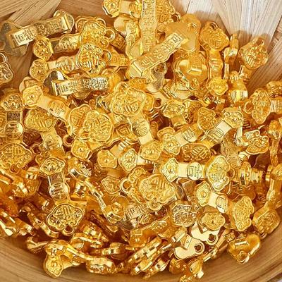50/100Pcs Durable Alloy Small Gold Bar Solid Mini Wealth Attraction Ornament Golden Brick Craft Moving Business Opening Gift