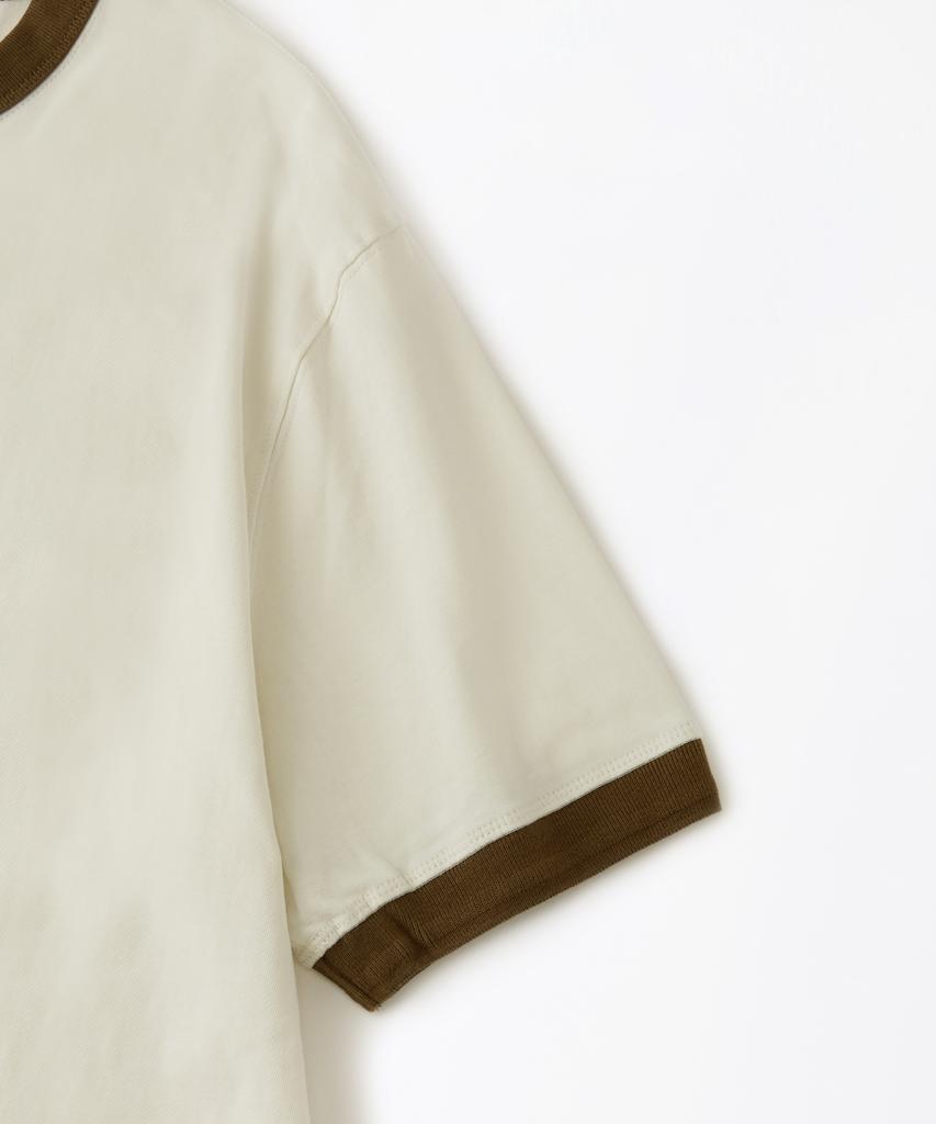 OUTSTANDING Ringer T-Shirt_Off White/Brown