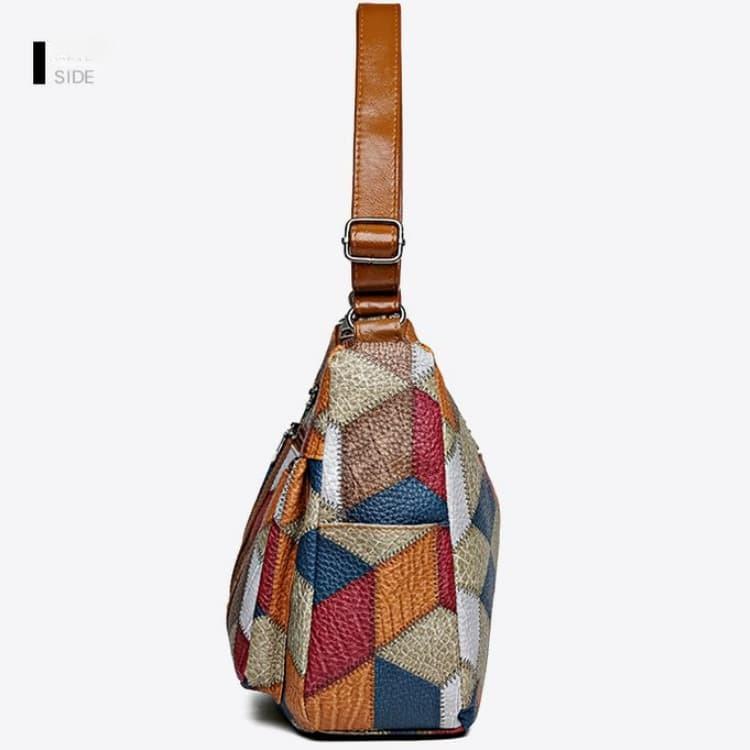 Damen Messenger-Tasche Schultertasche aus PU-Leder-Patchwork