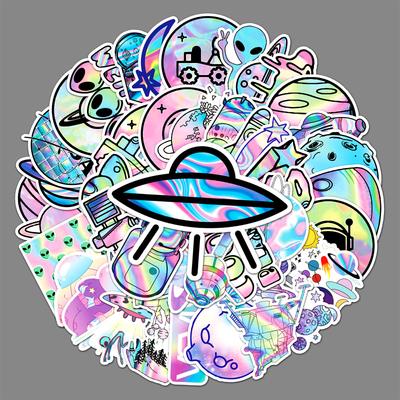 50 Bilder Universum Graffiti Persönlichkeit Laser Alien Trend DIY Skateboard Wasserbecher Koffer Aufkleber Wasserdicht
