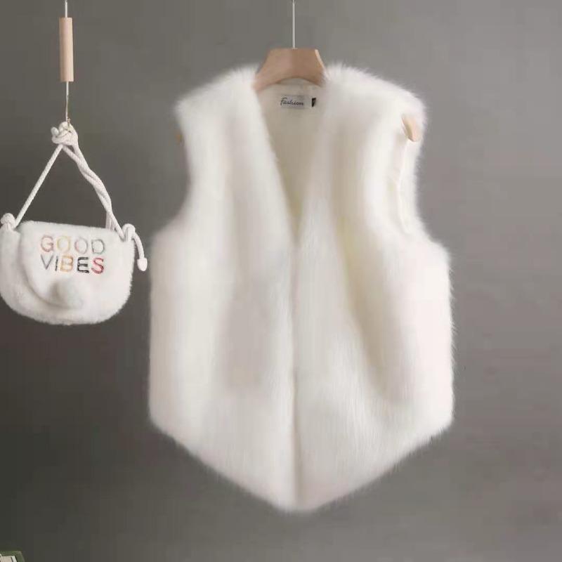 

Новый меховой жилет женский короткий жилет из искусственного кроличьего меха рекс приталенный и тонкий меховой жилет жилет XS 40 kg or less белый