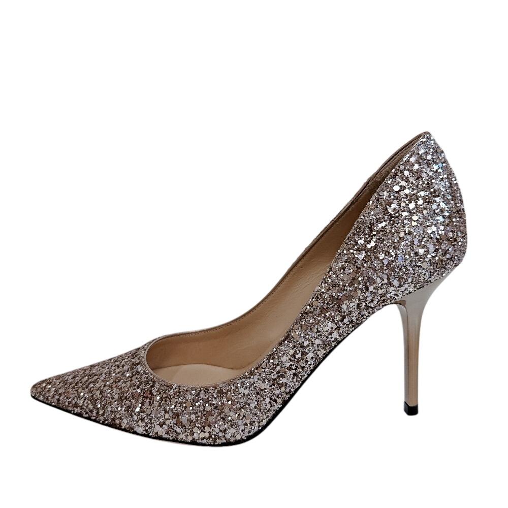 JIMMY CHOO Bridal shoes lame Glitter canvas pumps beige Glitter canvas Used