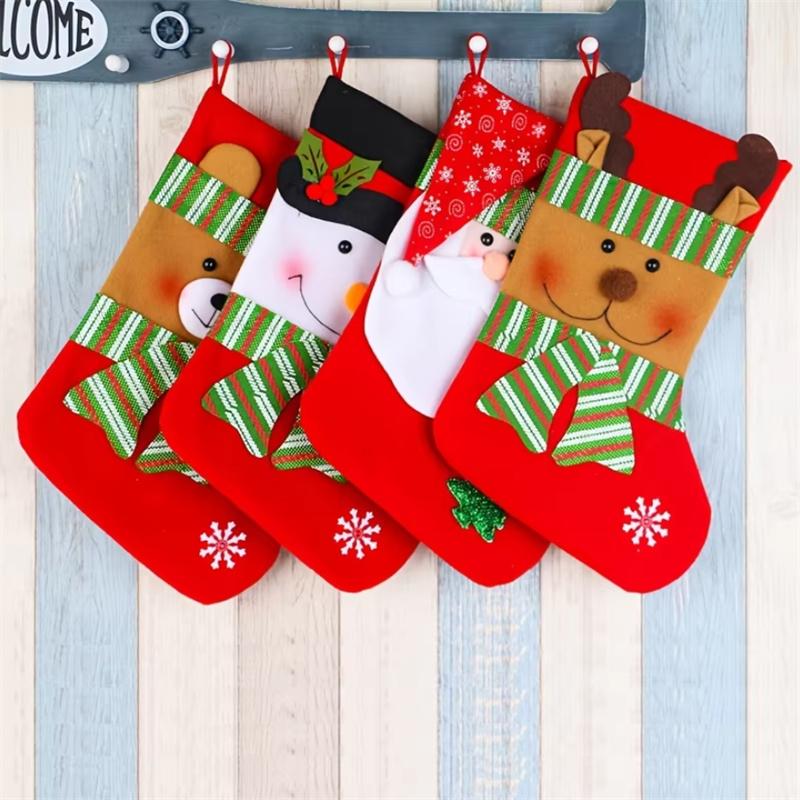 Creative Christmas Decorations Pendants Socks Shape Gift Candy Storage Bags Home Living Room Fireplace Hanging Socks Pendants