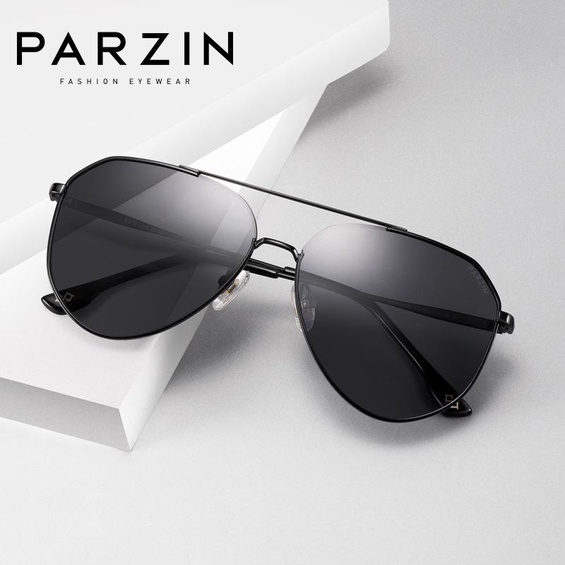 PARZIN Polarisierte Herren Sonnenbrille Aviator Metalllegierungsrahmen Sonnenbrille Herrenbrille zum Autofahren 8204