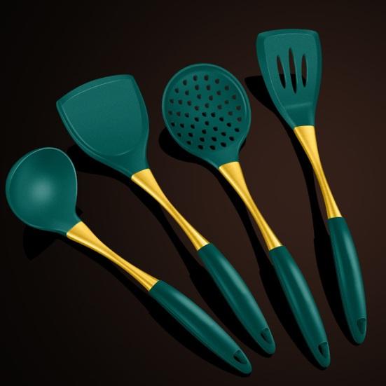 Silicone Kitchen Utensil Non-Stick Heat-Resistant Spatula Ladle for Cooking Baking Food-Grade Dishwasher Safe Cooking Tool with Hanging Hole