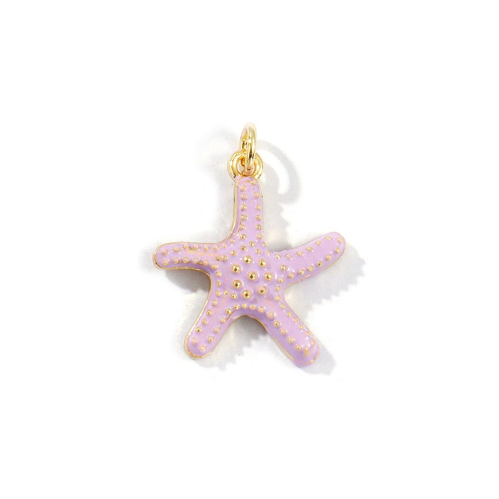 2 PCs Brass Ocean Jewelry Charms 18K Gold Plated Enamel Starfish Pendants For DIY Necklace Bracelet Jewelry Making 23mm X 18mm