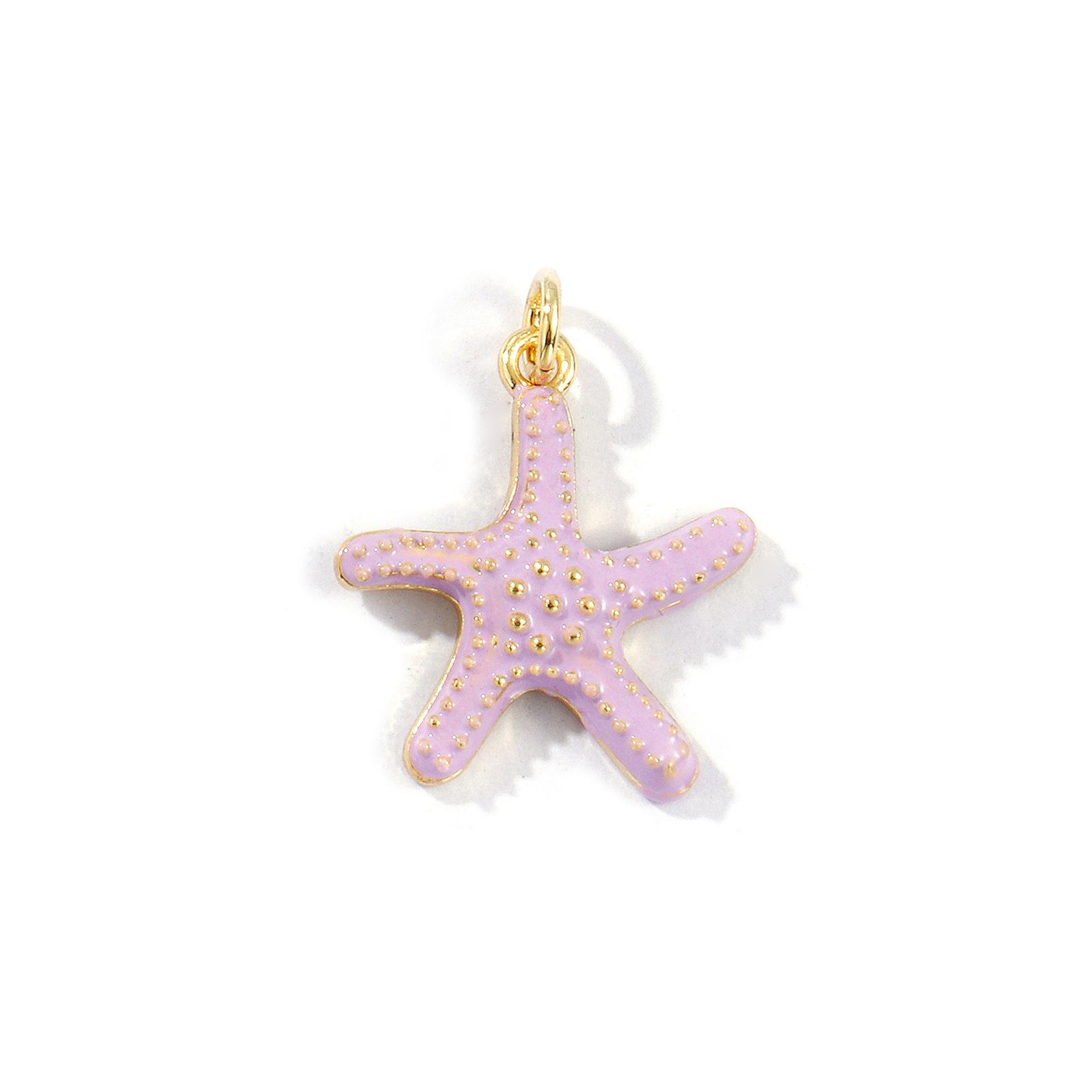 

2 PCs Brass Ocean Jewelry Charms 18K Gold Plated Enamel Starfish Pendants For DIY Necklace Bracelet Jewelry Making 23mm x 18mm світло-фіолетового кольору