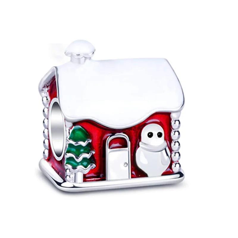 Copper Christmas Charm Series Colorful Zirconium Snowflake Christmas Hat Beads For Women'S Bracelet Jewelry Gift