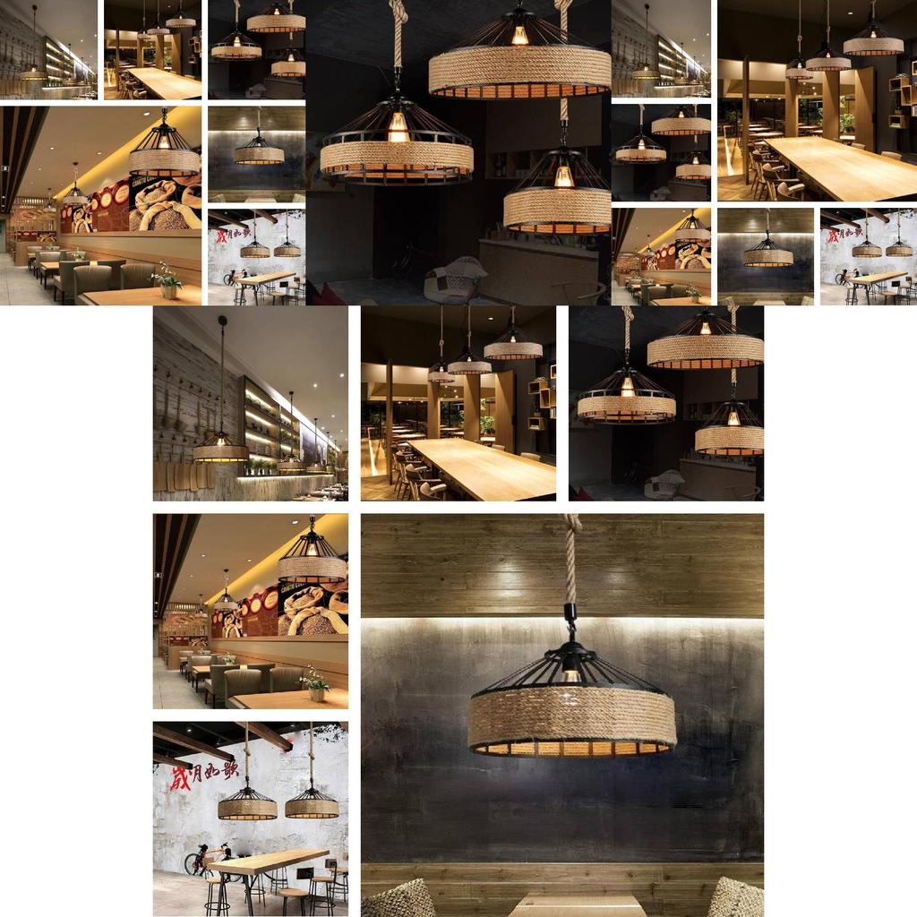 Vintage American Country Rope Pendant Light For Rustic Dining Room And Cafe Decor