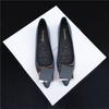 Spring and summer high heels women's medium heel single shoes soft leather pointed metal buckle fashion work girls shoes