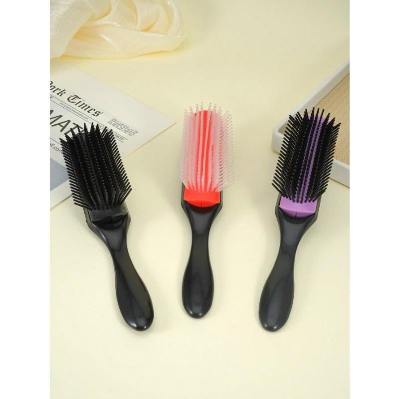 1 Stück Neunreihiger Kamm, Lockenbürste, 9-reihige Stylingbürste zum Stylen, Glätten längerer Haare und Definieren von Locken - Für Frauen und Männer