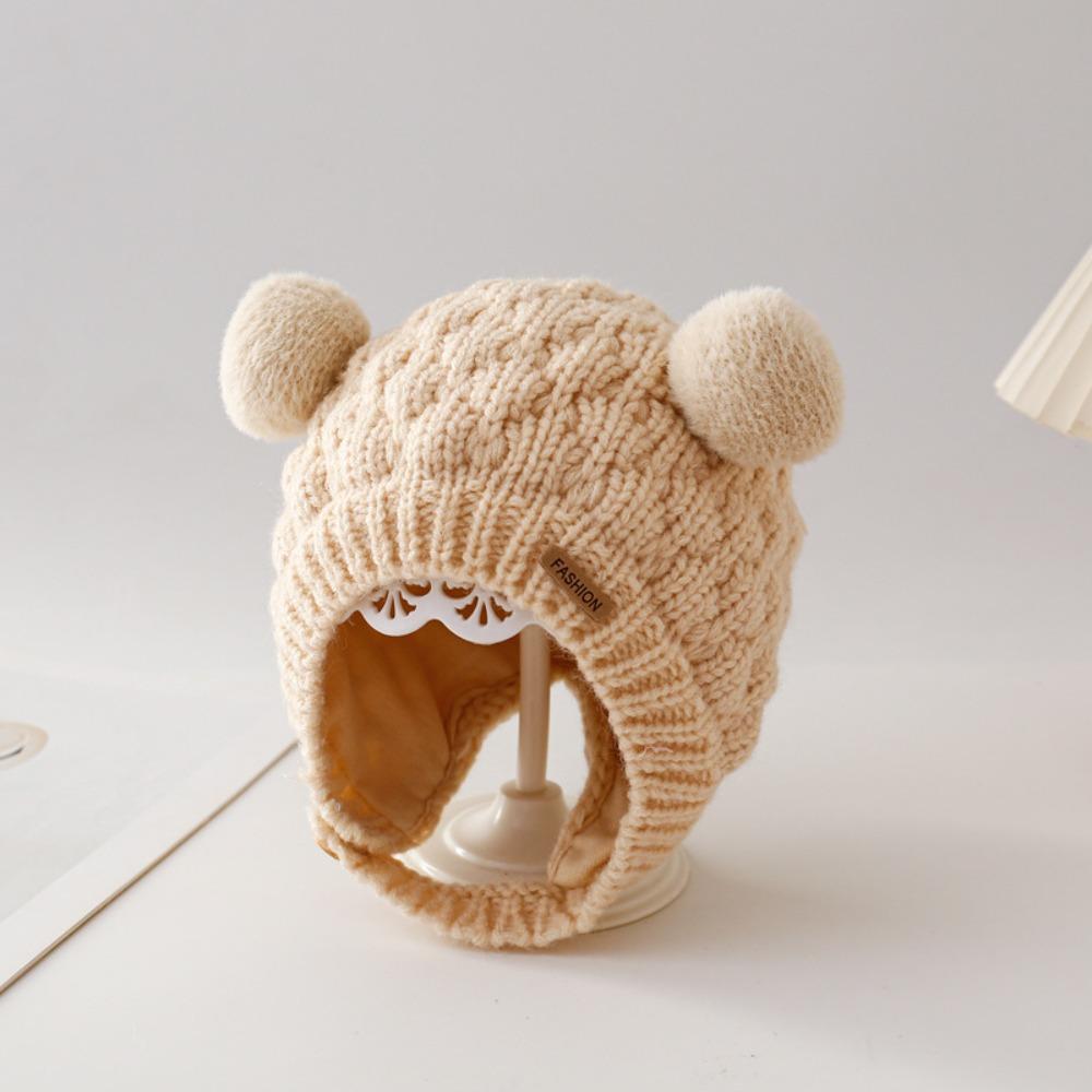 

Дитячі навушники з подвійною кулькою, потовщений пуловер, модна зимова в’язана шапка бежевий