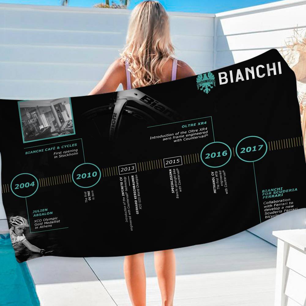 B-Bianchi LOGO Asciugamano da Spiaggia in Microfibra Assorbente Asciugatura Rapida Morbido Yoga Nuoto Resort Arrampicata Asciugamano
