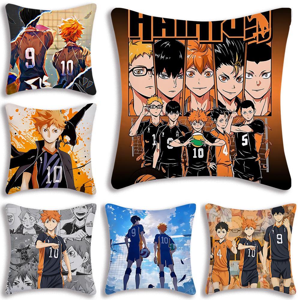 Comic Anime h-Haikyuus Kissenbezüge Cartoon Sofa Dekoratives Zuhause Zweiseitiger Druck Kurzer Plüsch Niedlicher Kissenbezug