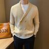 Men's Heavyweight Shawl Collar Double-Breasted Knit Jacket for Autumn/Winter