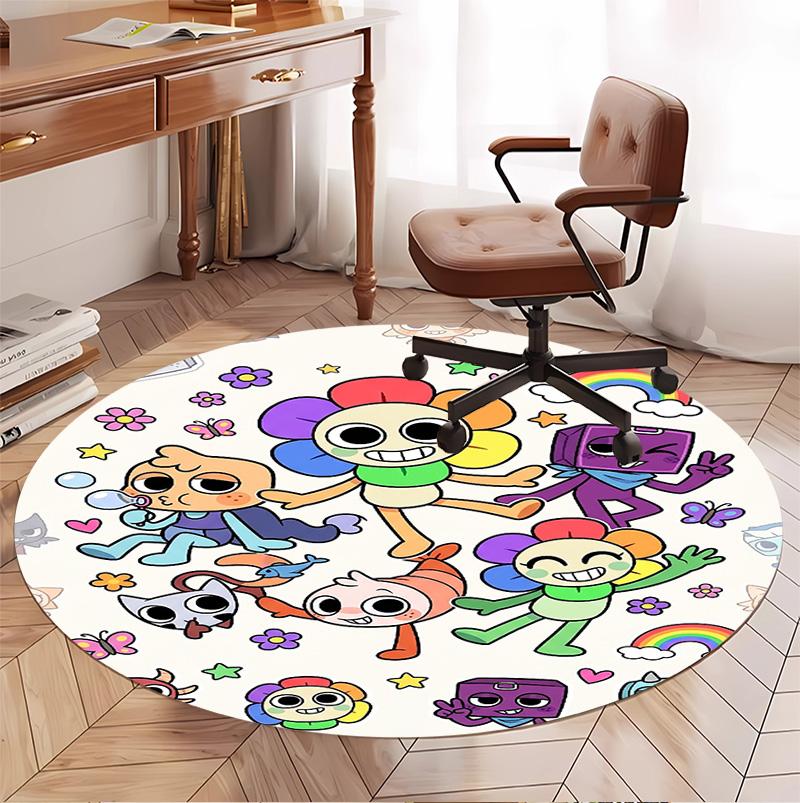 Dandy's World Pattern Round Rug, Indoor/Outdoor Mat, for Picnic, Gameroom, Bedroom, Office, Living Room, Home Decor Carpet, Birthday Gift