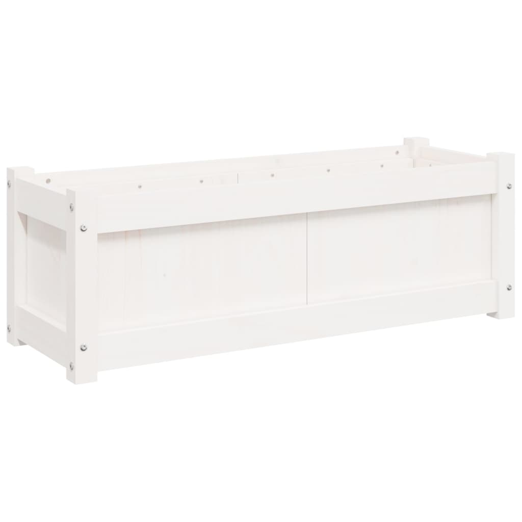 Vidaxl Donica Ogrodowa, Biała, 90X31X31 Cm, Lite Drewno Sosnowe