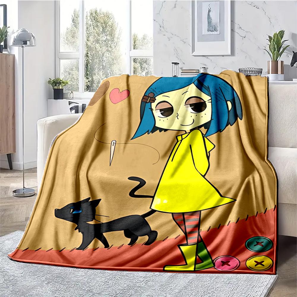 Coraline Theme Printed Blanket - Perfect for Couch, Bed, Travel & Outdoor Use | Machine Washable, Cozy & Durable.