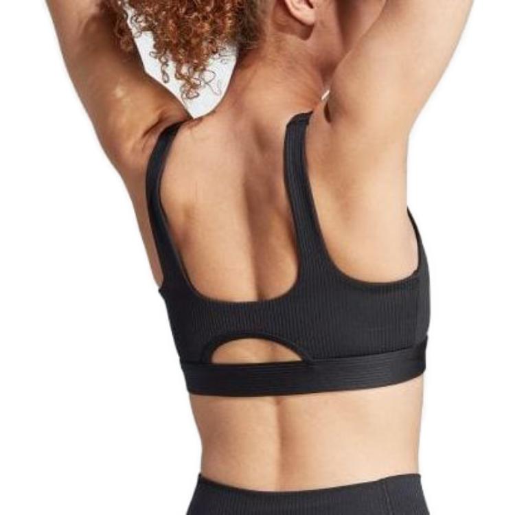 Adidas Solid Color Logo Print Sleeveless Square Neck Sports Bra Women Sports Underwear Black HZ9024