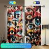 2pcs Art Eye Printed Curtain for Home Decor - Rod Pocket Window Treatment for Bedroom, Office, Kitchen, Living Room, and Study