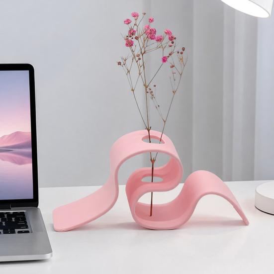 Creative Plant Display 3D Printed Dried Flower Stand, Curved Ribbon Vase, Decorative Holder, Bedroom Container Artificial Rack for Living Room