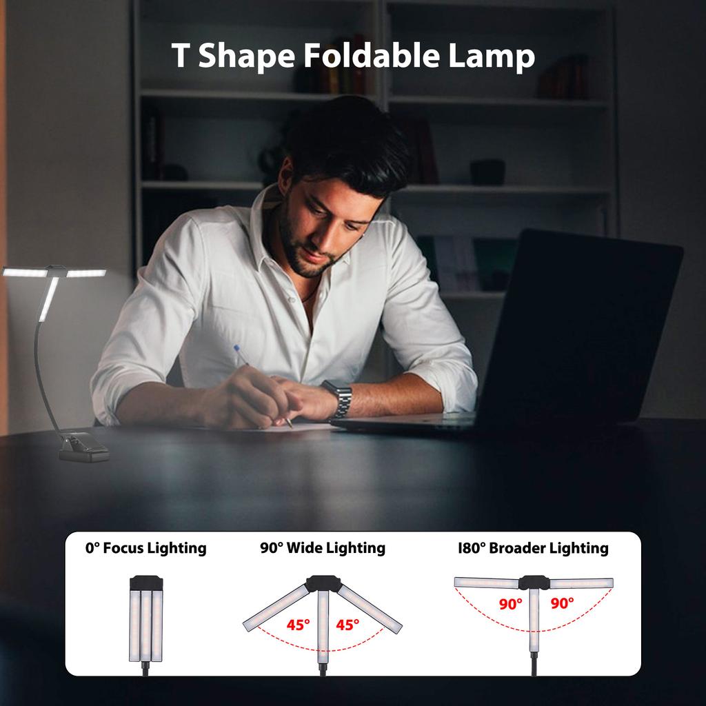 Notenpultleuchte mit Klemme T-Form Faltbare Lampe 51 LED-Perlen 4 Farbtemperaturen 12 Helligkeiten
