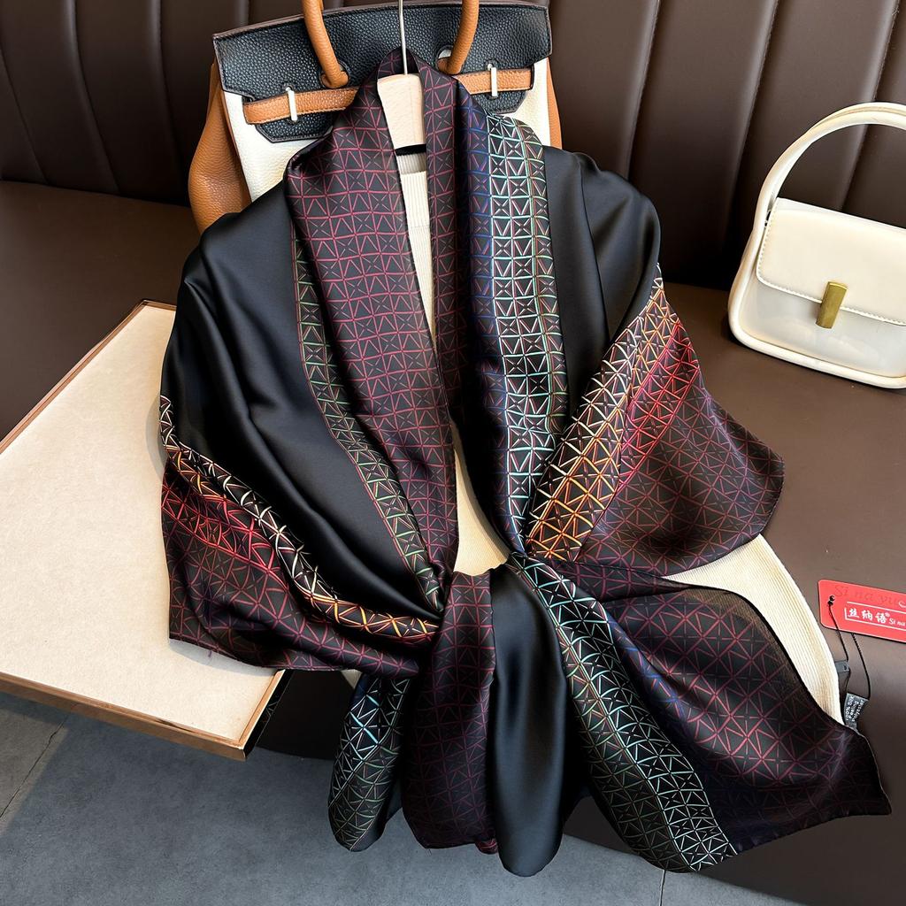 New Long Silk Scarf Women Print Hair Neck Square Office Ladies Shawl Bandanna Muslim Hijab Handkerchief Muffler Foulard Female