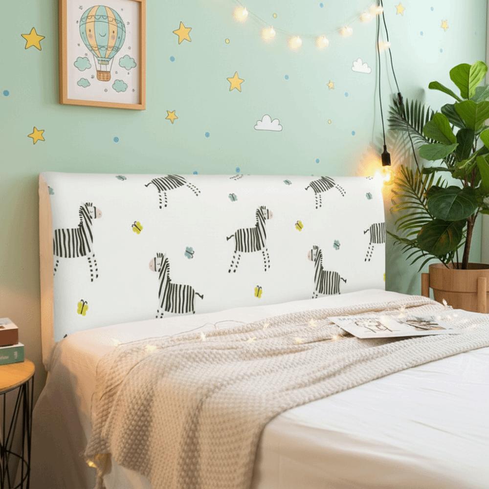 Bedroom Decoration Cartoon Elastic Bedhead Cover Print Design Non-slip Bedside Protector Dustproof Thicken Dust Cover Bedroom