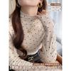 Semi-turtleneck Velvet Thickened Good-looking Korean Bottoming Shirt Women's Inner Winter New Long-sleeved Shirt Premium Polka Dot Top