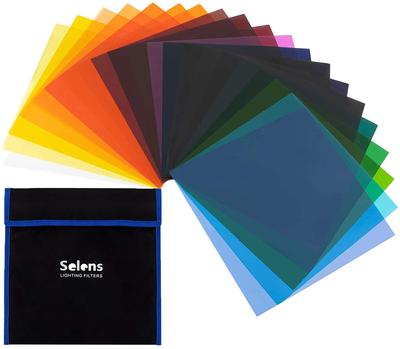 Selens Farbgel-Farbfilter für Farbe 20 Farbe, kompatibel mit LED-Studiofotografie-Filter, 25 cm x 25 cm, Beleuchtung, durchscheinend, Korrektur, Set,