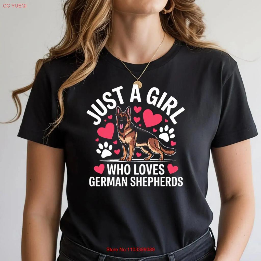 Gerunisex Shepherd T Shirt Dog Mom Gsd Owner Just A Girl Who Loves Her Top Animal Lover For Unisex Vintage Casual Graphic