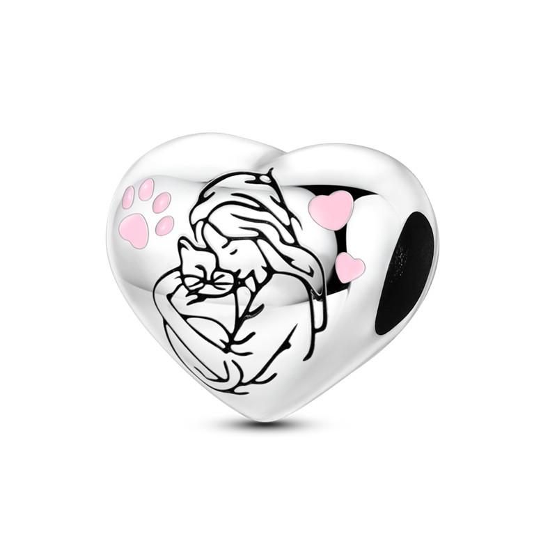 Heart Shape Copper Family Lover Affection Pendant Charm Beads Fit Original Fashion Bracelet Diy Jewelry For Women