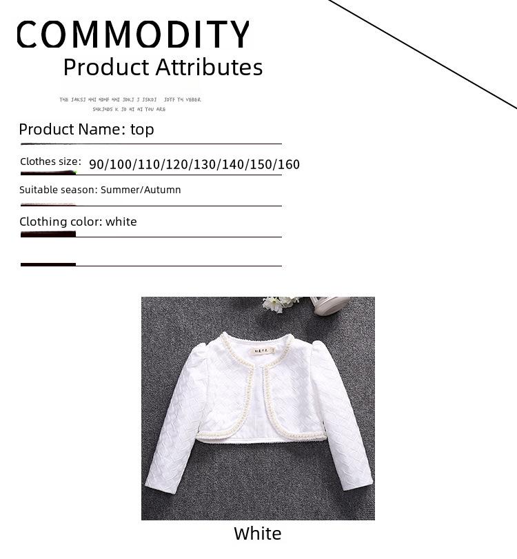 2020 Children's Lace Pearl Shawl Waistcoat, Long Sleeve Princess Jacket for Girls