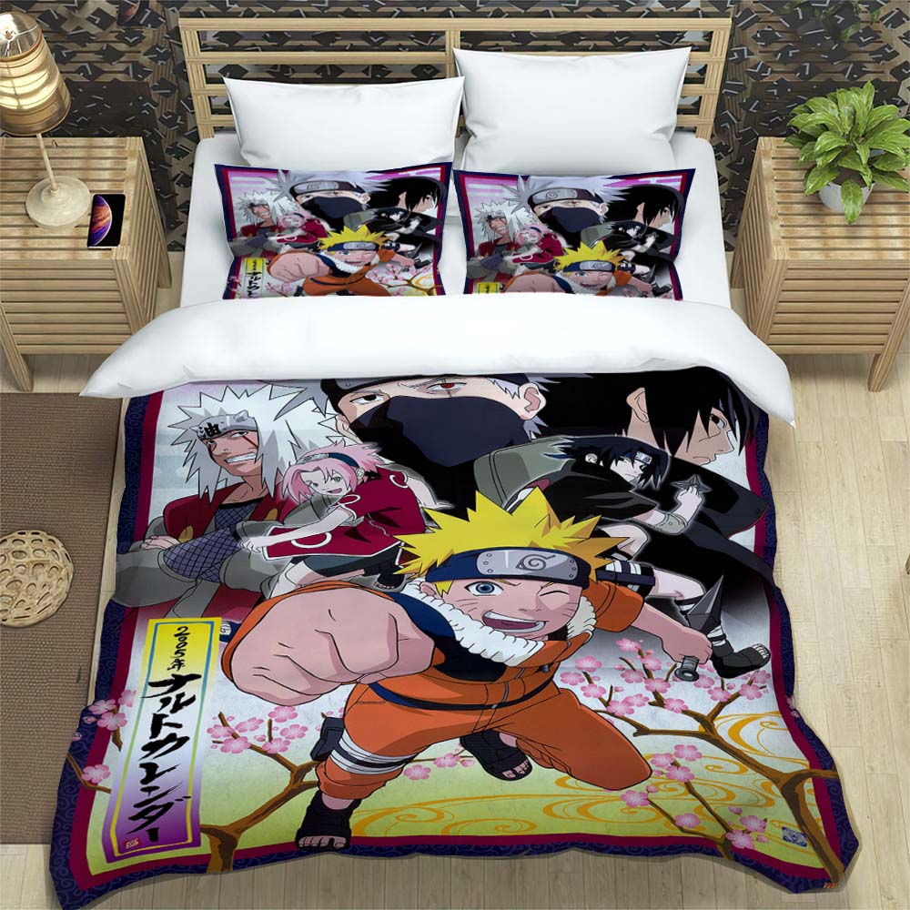 Naruto Pattern Quilt Cover With Pillowcases 3D Digital Printed Bedding Set Twin Full Queen King Children'S Gift