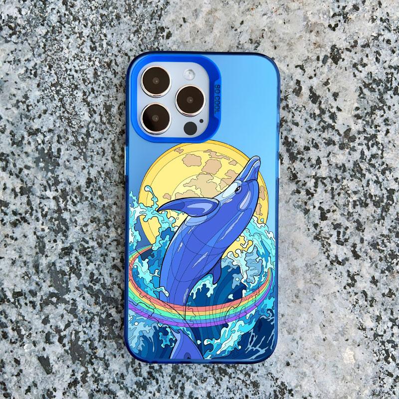 

Summer Ocean Dolphin Print Phone Case For iPhone 16 15 13 12 11 Pro Max 16 14 Plus Pro Max 13 Mini Shockproof Bumper Laser Cover iphone 13Mini