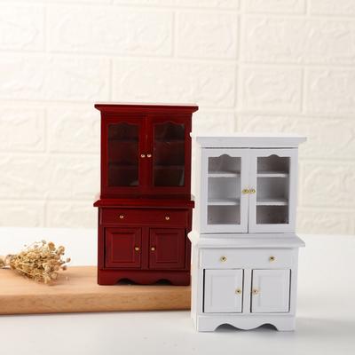1:12 Mini Doll House Miniature Furniture Multifunction Wood Cabinet Bookcase Bookshelf for Pretend Play Toy