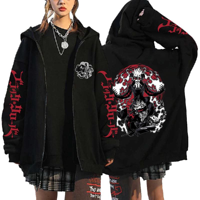 Anime Black Clover Asta Cool Print Graphic Zipper Hoodies Vintage Oversized Sweatshirt Long Sleeves Men Women Clothing