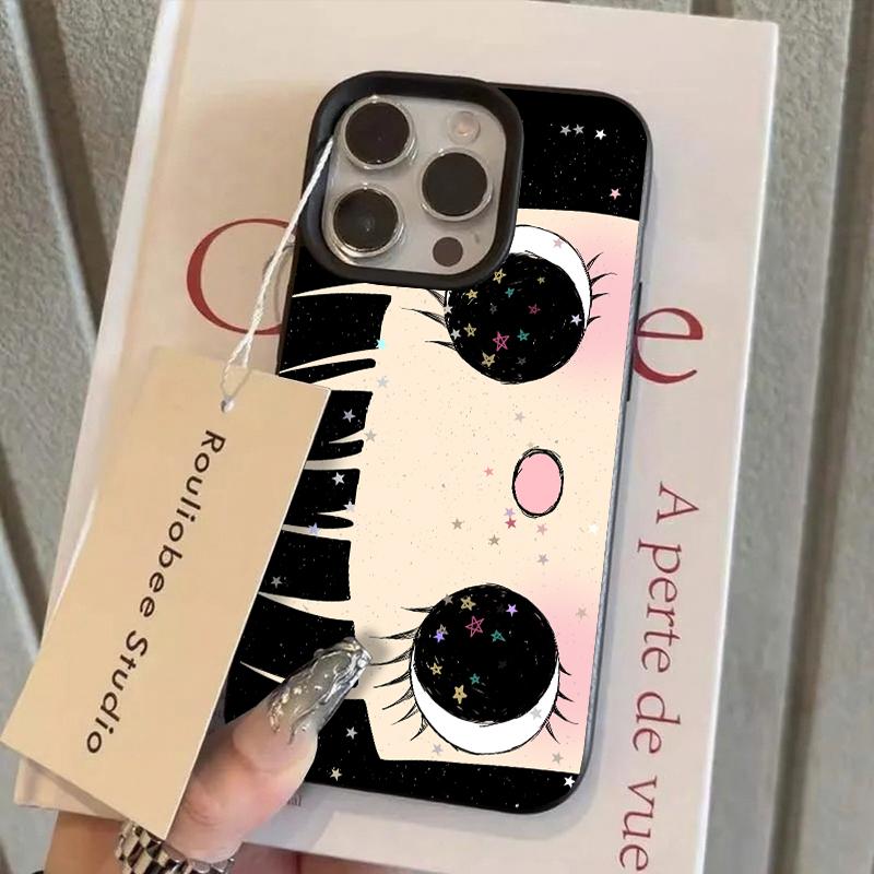 Cartoon Anime Shinning Eyes Cute Phone Case for IPhone 17 16 15 14 13 Pro Max Y2k Girl Glittering Big Eyes Back Phone Cover Capa