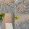 90x125cm Luxury Embroidery Pearl Sequin Loose Bead Fabric DIY Handmade Dress Material High Quality Handmade Pearl Beads Mesh