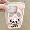 For iPhone 17 Pro Max Case Leather Black Coat Panda Pattern Texture Silicone Cover For Funda iPhone 16 Pro Max 15 14 13 12 11 Air 16E