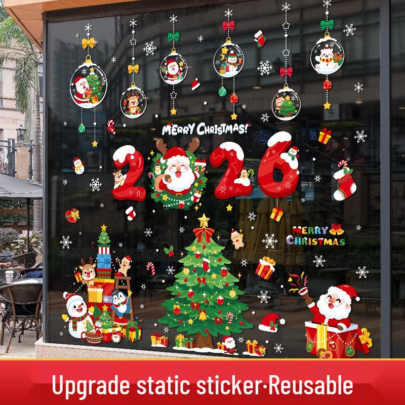2025 Christmas Window Clings: Santa Claus Tree Decor