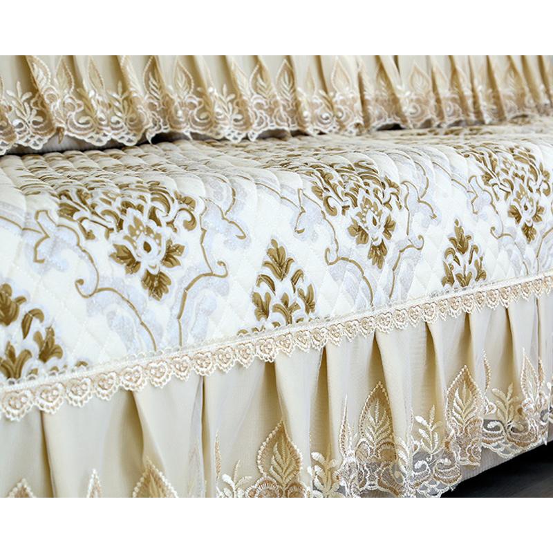 1Pcs Polyester Cotton Sofa Cover Towel European Embroidery Lacework Non-slip Sofa Slipcover Seat Couch Cover for Living Room
